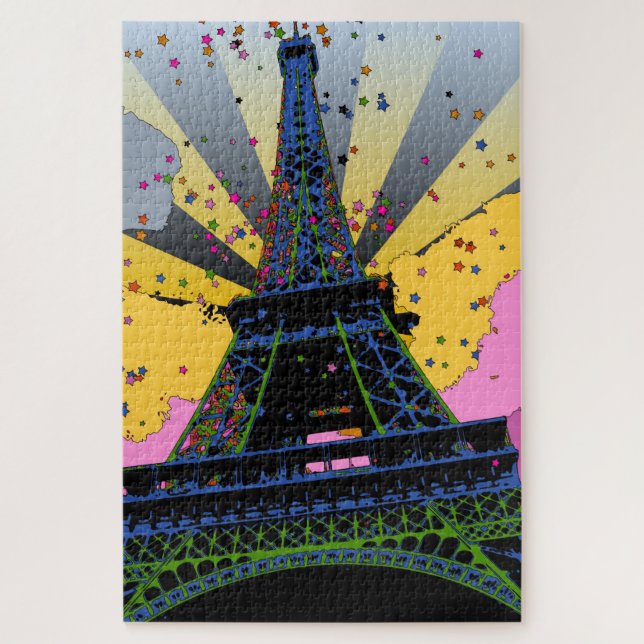 Psychedelic World: Eiffel Tower, Paris France A1 Jigsaw Puzzle (Vertical)