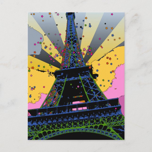 Psychedelic World: Eiffel Tower, Paris France A1 Postcard (Front)