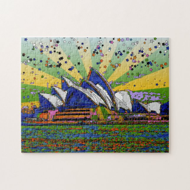 Psychedelic World: Sydney Australia Skyline A2 Jigsaw Puzzle (Horizontal)