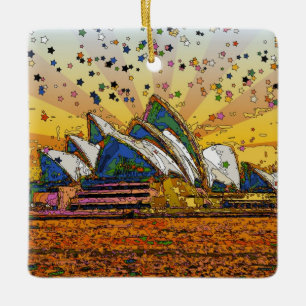 Psychedelic World: Sydney Skyline A1 Ceramic Ornament