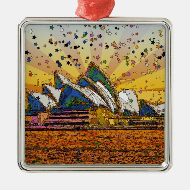 Psychedelic World: Sydney Skyline A1 Metal Tree Decoration (Front)