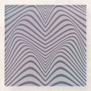 Psychedelic Zebra: Grainy Vintage Stripes. Glass Coaster