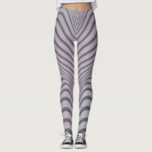 Psychedelic Zebra: Grainy Vintage Stripes. Leggings