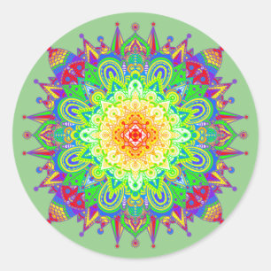 Psychedelic Zen Mandala Abstract Art Classic Roun Round Sticker