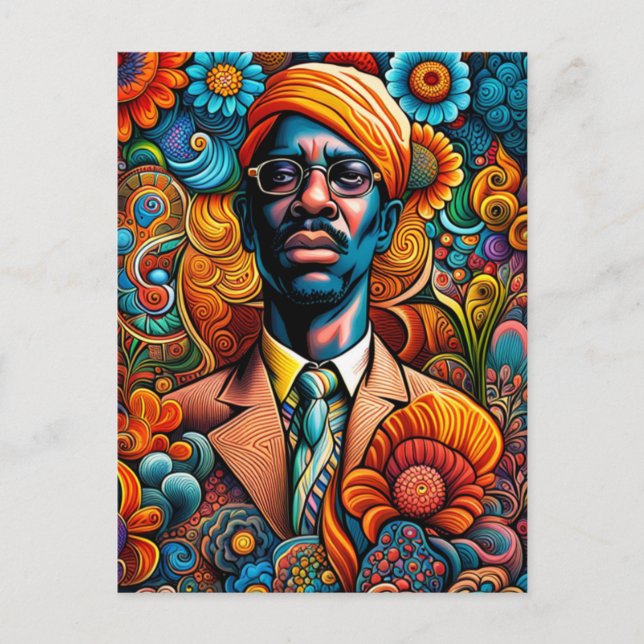 Psychedelica Abstract African American Man Postcard (Front)