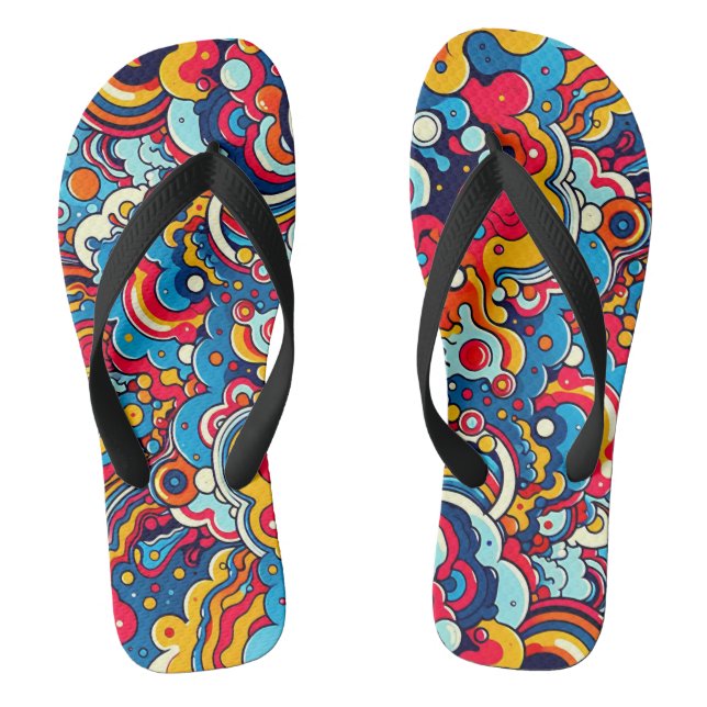 psychedelically colorful pattern thongs (Footbed)