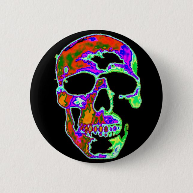 Psychedellic Skull 6 Cm Round Badge (Front)