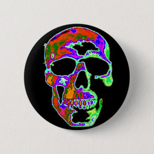 Psychedellic Skull 6 Cm Round Badge