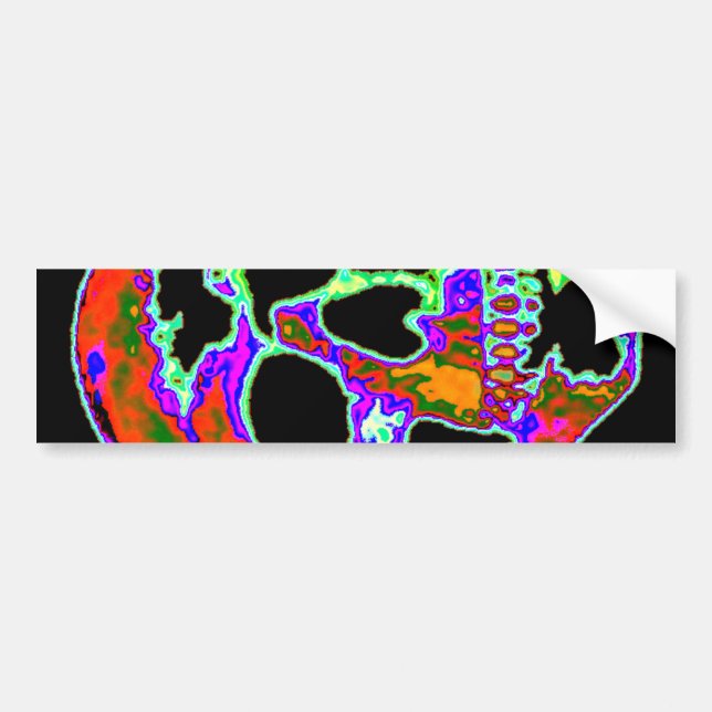 Psychedellic Skull Bumper Sticker (Front)