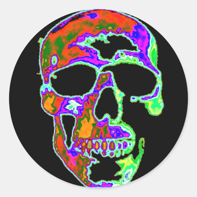 Psychedellic Skull Classic Round Sticker (Front)
