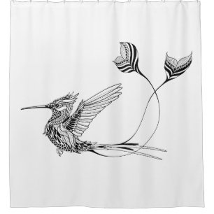 Psychedlic Bird Tattoo Shower Curtain