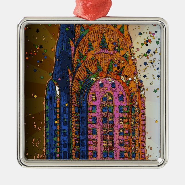 Psychedlic NYC: Chrysler Building Top Closeup #1 Metal Ornament (Front)