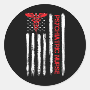 Psychiatric Nurse American Flag Rn Mental Health P Classic Round Sticker