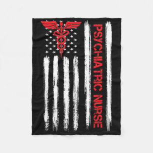 Psychiatric Nurse American Flag Rn Mental Health P Fleece Blanket