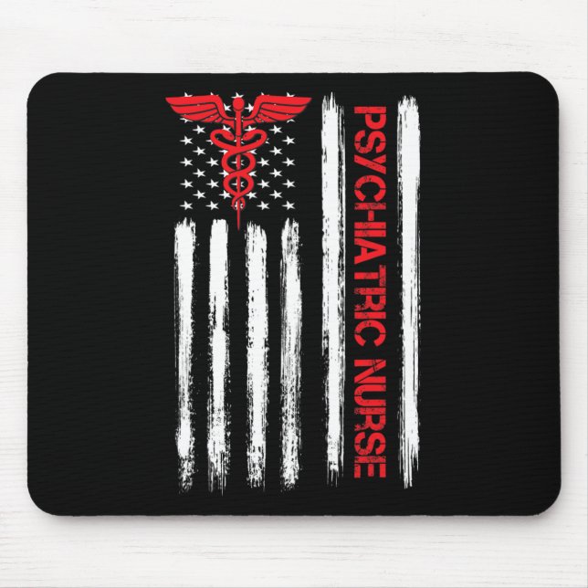 Psychiatric Nurse American Flag RN Mental Health P Mouse Pad (Front)