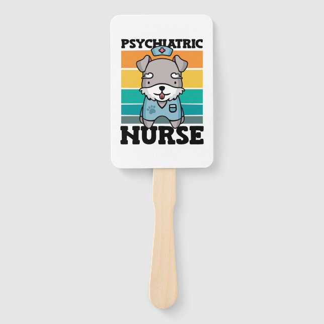 Psychiatric Nurse Dog Lover National Nurses Day Hand Fan (Front)