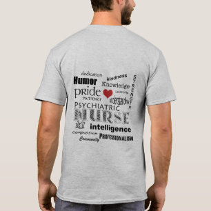 Psychiatric Nurse Pride-Word Cloud+Red Heart T-Shirt