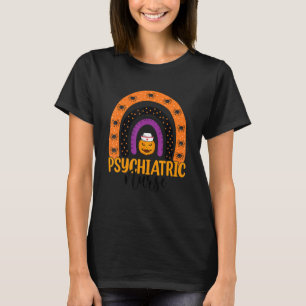 Psychiatric Nurse Spooky Halloween Pumpkin Rainbow T-Shirt