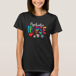 Psychiatric Nurse Tie Dye Love Heart Stethoscope R T-Shirt