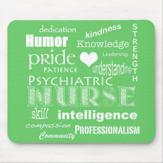 Psychiatric Nurse-Word Cloud/Lime Green Mouse Pad