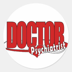 PSYCHIATRIST LOGO BIG RED DOCTOR CLASSIC ROUND STICKER