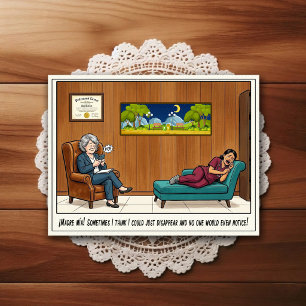 Psychiatrist Office Humour Cartoon Postcard
