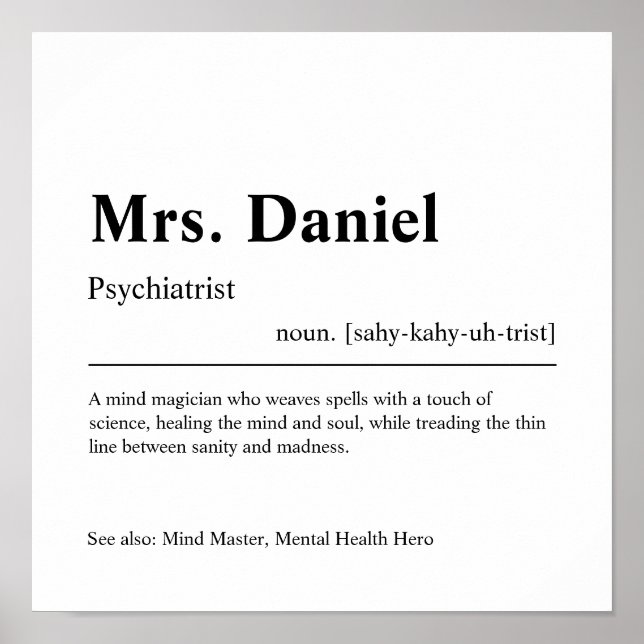 Psychiatrist Personalized Gift Poster (Front)