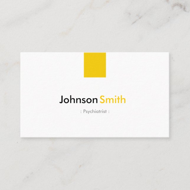 Psychiatrist - Simple Amber Yellow Business Card (Front)