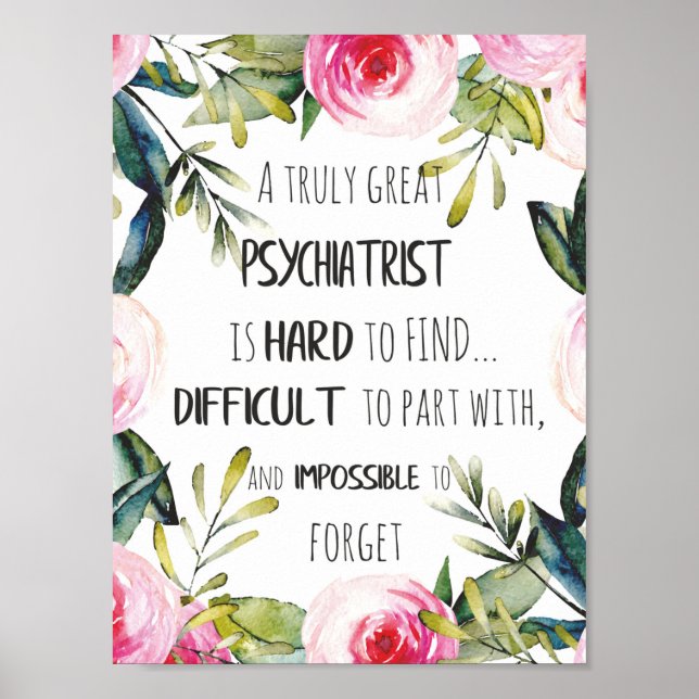 Psychiatrist Thank you quote Gift Idea Poster (Front)
