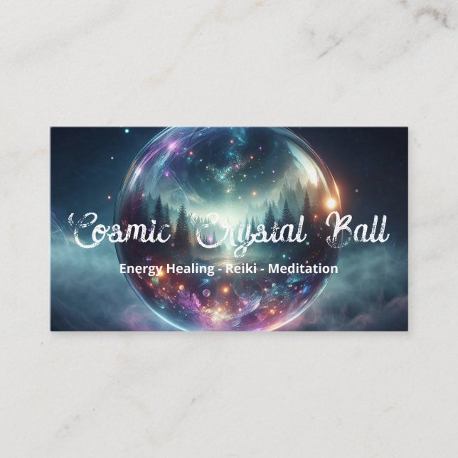 Psychic Crystal Ball Black Blue Business Card (Front)