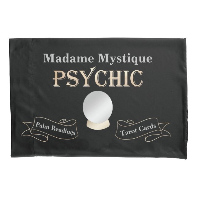 Psychic Crystal Ball Gold and Black Pillowcase (Front)