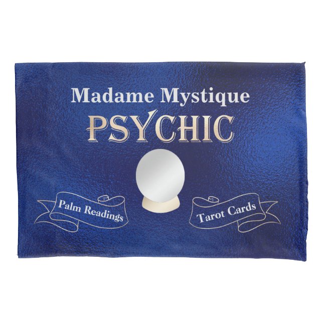 Psychic Crystal Ball Gold and Blue Pillowcase (Front)