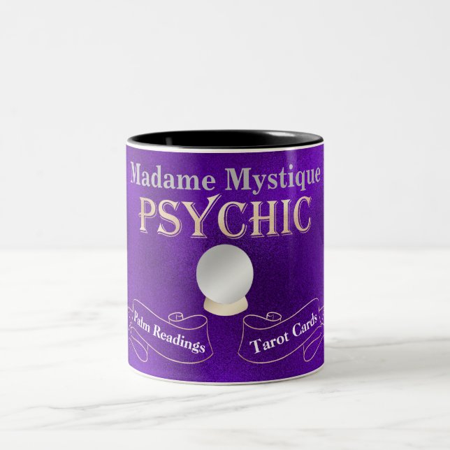 Psychic Crystal Ball Gold and Purple Two-Tone Coffee Mug (Center)