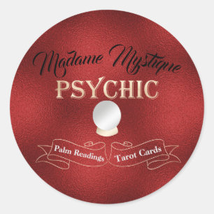 Psychic Crystal Ball Gold and Red Classic Round Sticker