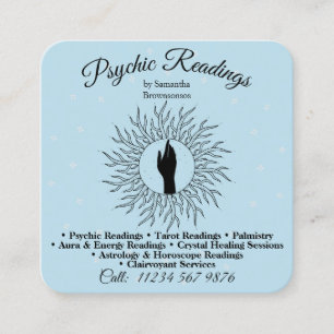 Psychic Medium Blue Massage Energy Healing Square Business Card