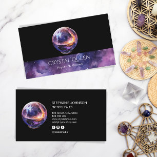 Psychic Medium Purple Galaxy Mystic Crystal Ball Business Card