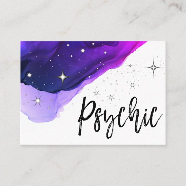 *~* Psychic Medium Watercolor Stars Lavender Business Card (Front)