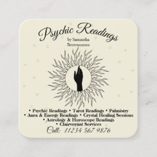 Psychic Medium Yellow Massage Energy Healing Square Business Card
