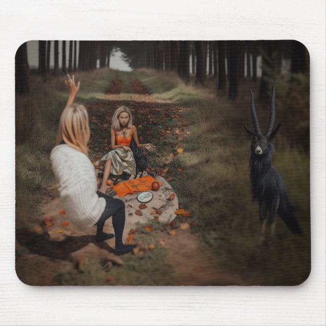 Psychic Reader Medium Witchy Dark Occult AI Art Mouse Pad (Front)
