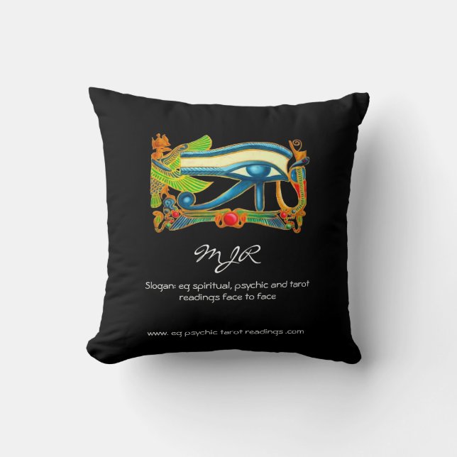 Psychic Reader with Mystic Eye of Horus logo Cushion (Front)