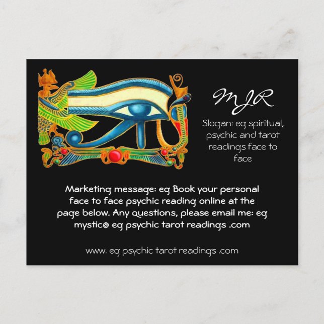 Psychic Reader with Mystic Eye of Horus logo Postcard (Front)