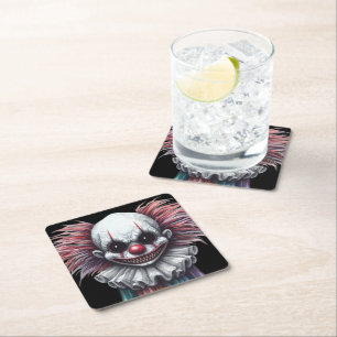 Psycho Clown Square Paper Coaster