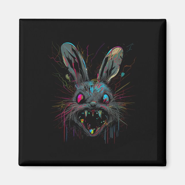 Psycho Crazy Paint Bunny Horror Easter And Hallowe Magnet (Front)