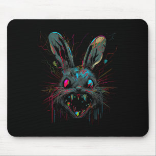 Psycho Crazy Paint Bunny Horror Illustration Mouse Pad