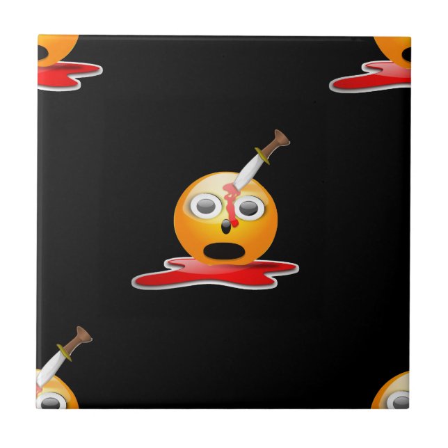 psycho emoji ceramic tile (Front)