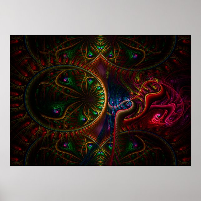 Psycho Gears Flame Fractal Art Poster (Front)