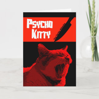 Psycho Kitty Happy Halloween Card