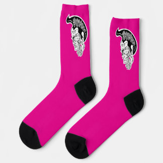Psycho Skull Hot Pink Socks
