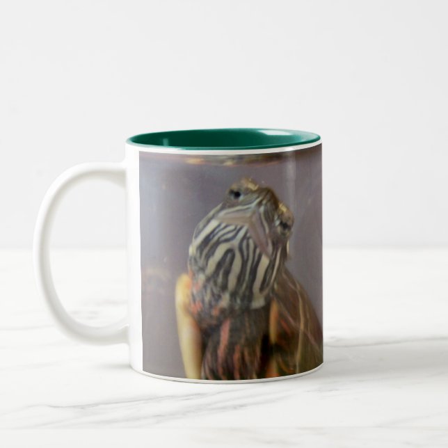 Psycho the Red Eared Slider Turtle Two-Tone Coffee Mug (Left)