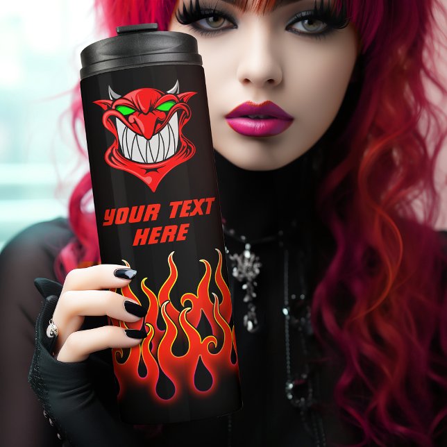Psychobilly Red Devil Flames Thermal Tumbler (Creator Uploaded)